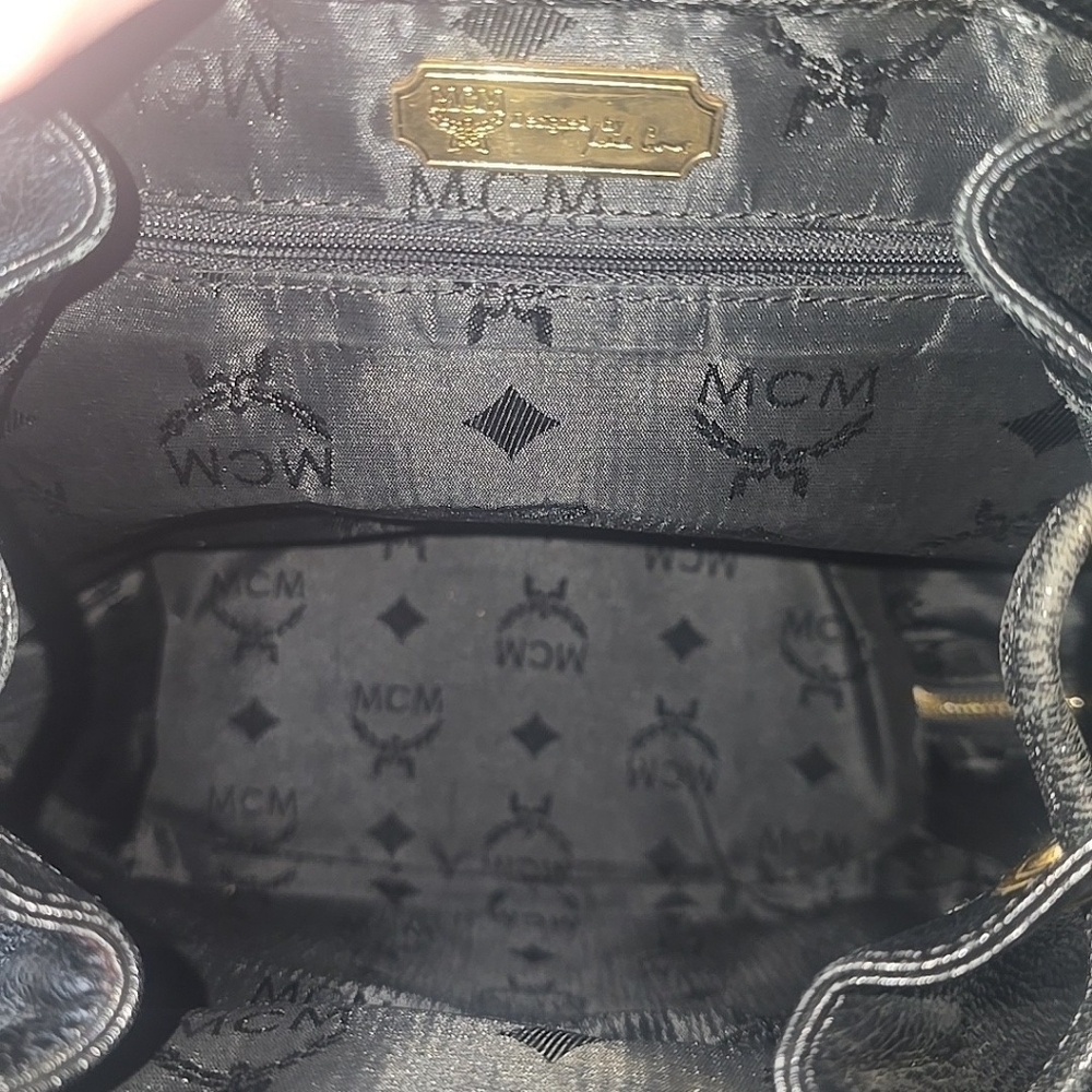 MCM Black Leather Logo Studded Backpack with Gold Hardware comes with COA - Picture 7 of 16